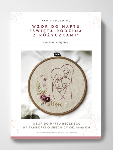 święta Rodzina haft ręczny wzór do haftowania pobrania haftu z kwiatkami różyczkami
