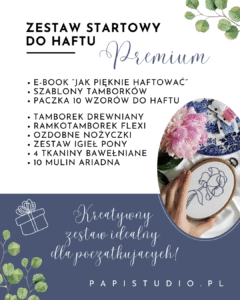 Zestaw startowy do haftowania premium - Jak pięknie haftować z bazą wzorów, mulinami, tamborkami i ozdobnymi nożyczkami