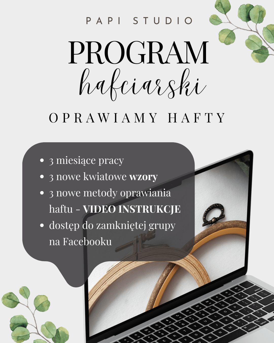Program hafciarski 2026 - oprawiamy hafty. 3-miesięczny program dla hafciarek